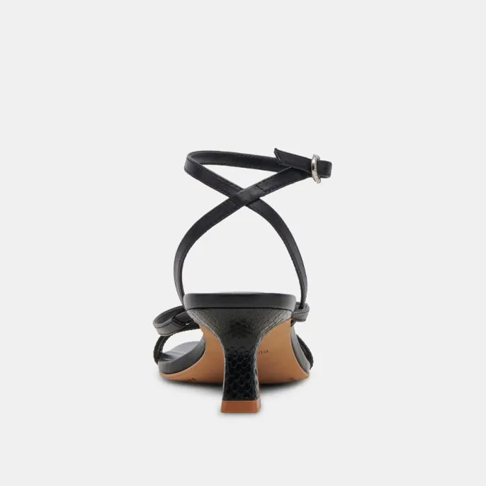 Dolce Vita Zamal Heels Black Leather Women Sandals