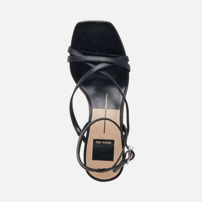 Dolce Vita Zamal Heels Black Leather Women Sandals