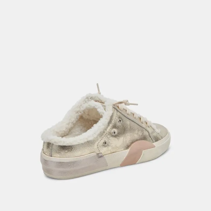 Dolce Vita Zantel Sneakers Platinum Distressed Leather Women Mules and Clogs