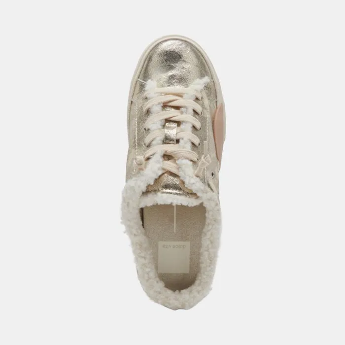 Dolce Vita Zantel Sneakers Platinum Distressed Leather Women Mules and Clogs