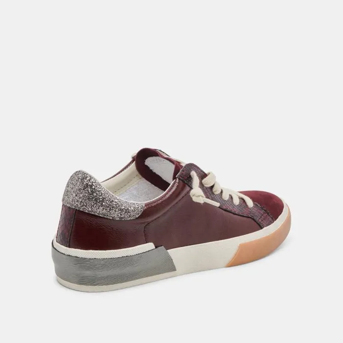 Dolce Vita Zina Sneakers Burgundy Crinkle Patent Women Sneakers