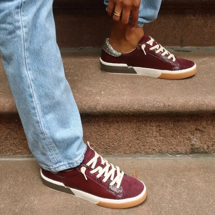 Dolce Vita Zina Sneakers Burgundy Crinkle Patent Women Sneakers