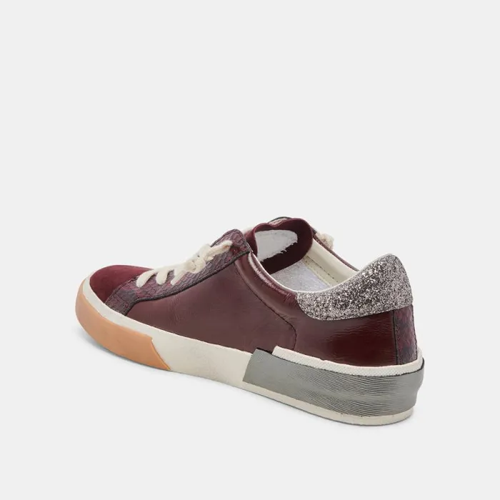 Dolce Vita Zina Sneakers Burgundy Crinkle Patent Women Sneakers