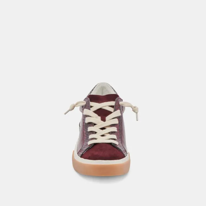 Dolce Vita Zina Sneakers Burgundy Crinkle Patent Women Sneakers
