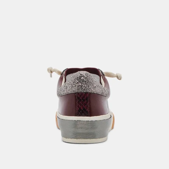 Dolce Vita Zina Sneakers Burgundy Crinkle Patent Women Sneakers