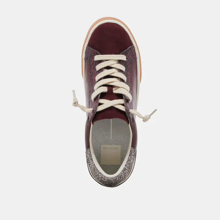 Dolce Vita Zina Sneakers Burgundy Crinkle Patent Women Sneakers