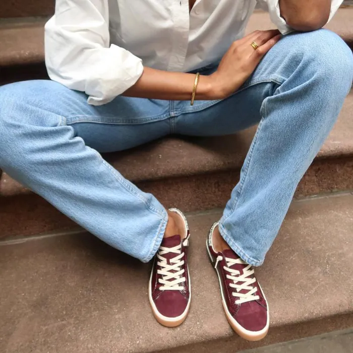Dolce Vita Zina Sneakers Burgundy Crinkle Patent Women Sneakers