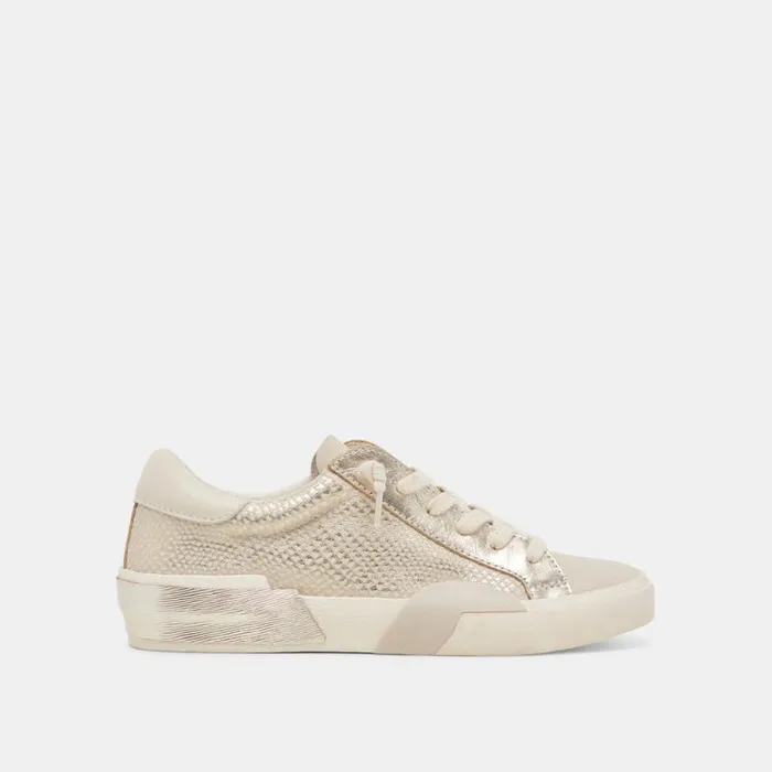 Dolce Vita Zina Sneakers Champagne Embossed Leather Women Sneakers