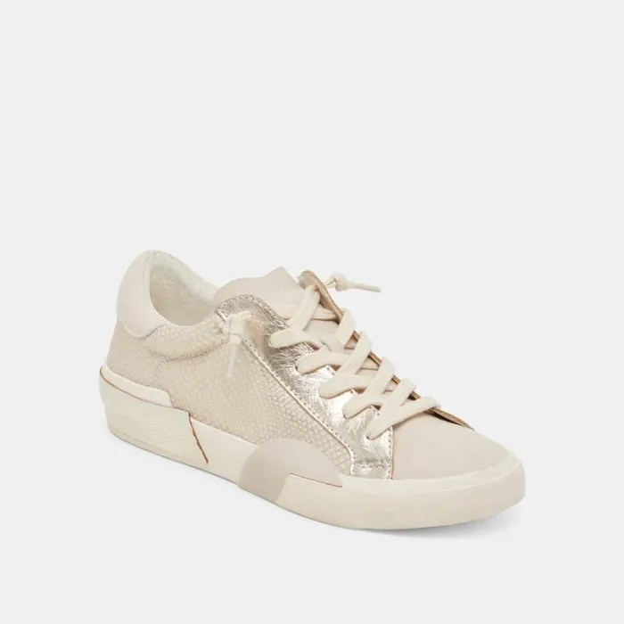 Dolce Vita Zina Sneakers Champagne Embossed Leather Women Sneakers