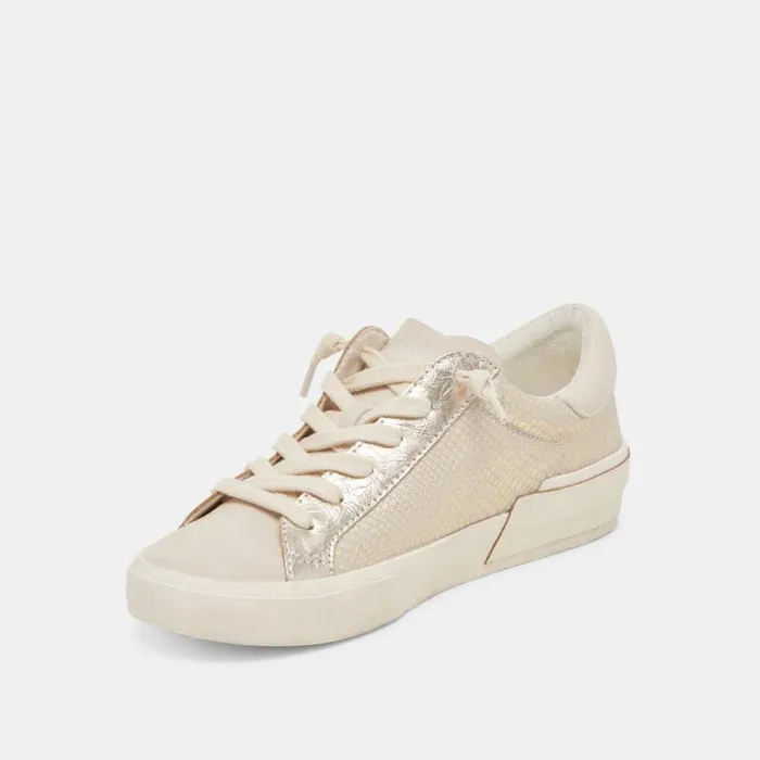 Dolce Vita Zina Sneakers Champagne Embossed Leather Women Sneakers