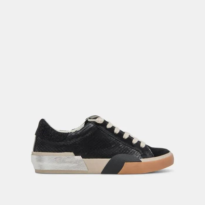Dolce Vita Zina Sneakers Onyx Embossed Leather Women Sneakers