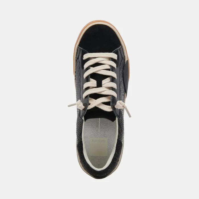 Dolce Vita Zina Sneakers Onyx Embossed Leather Women Sneakers