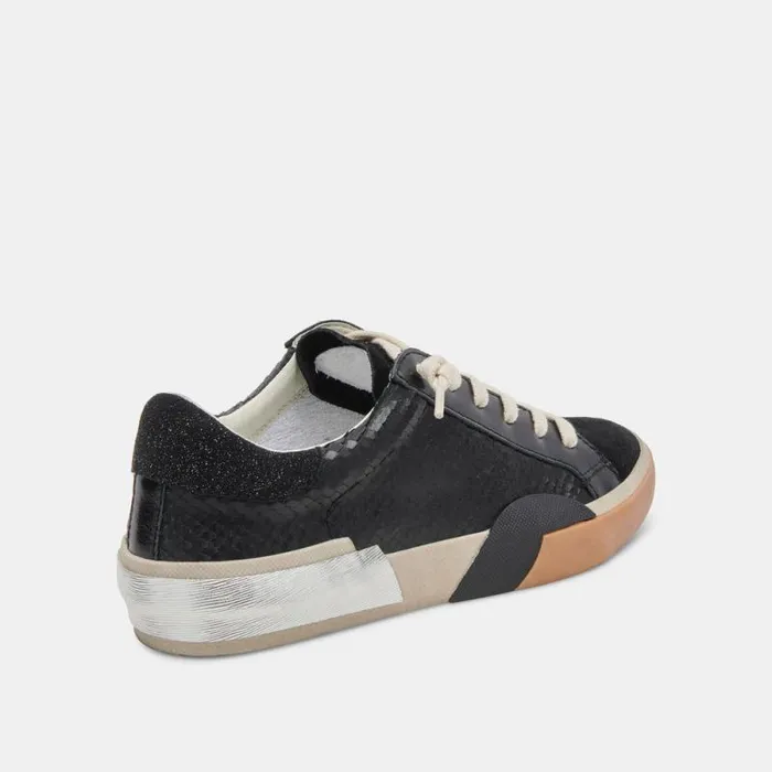 Dolce Vita Zina Sneakers Onyx Embossed Leather Women Sneakers