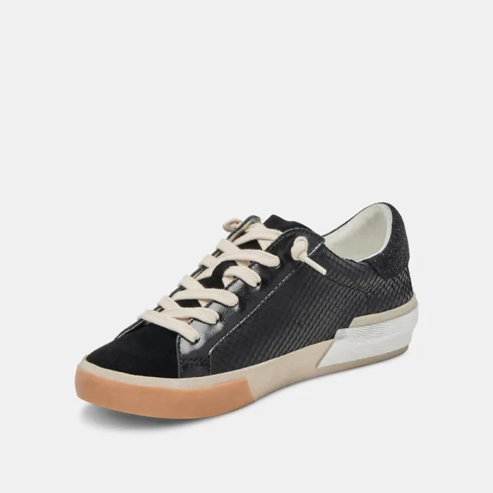 Dolce Vita Zina Sneakers Onyx Embossed Leather Women Sneakers