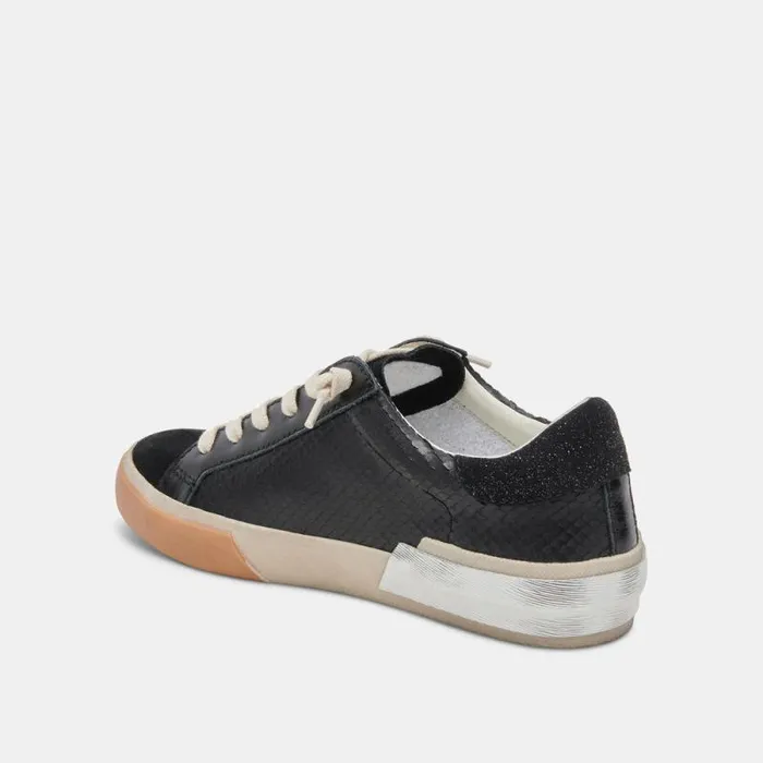 Dolce Vita Zina Sneakers Onyx Embossed Leather Women Sneakers