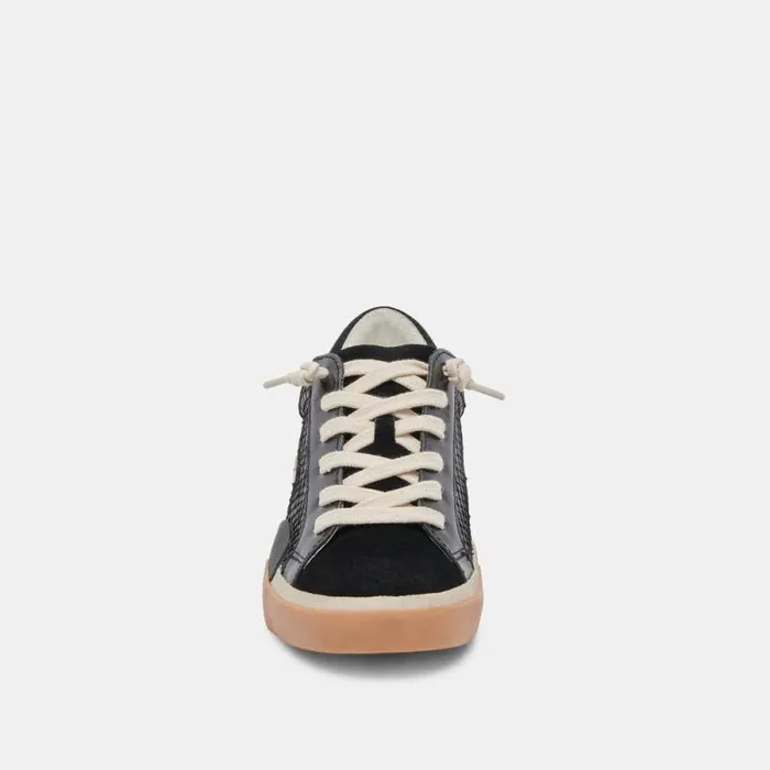 Dolce Vita Zina Sneakers Onyx Embossed Leather Women Sneakers
