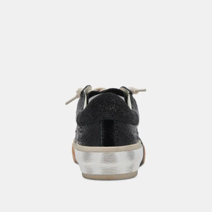Dolce Vita Zina Sneakers Onyx Embossed Leather Women Sneakers