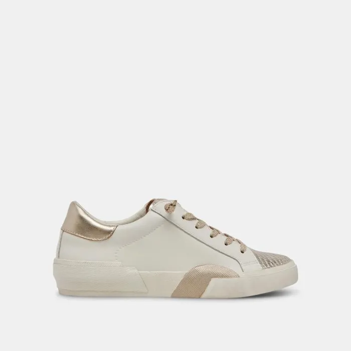 Dolce Vita Zina Sneakers White Gold Leather Women Sneakers