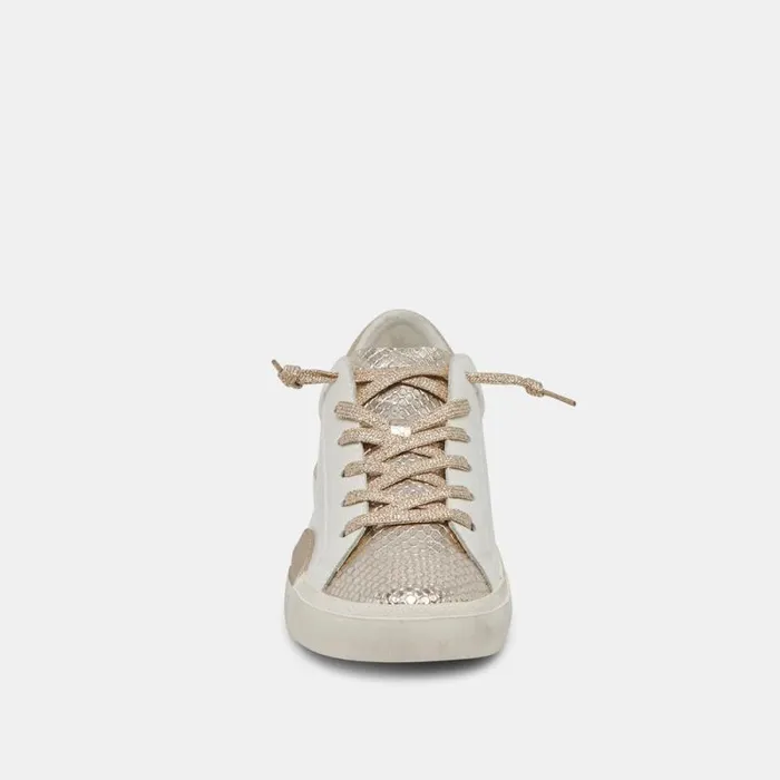 Dolce Vita Zina Sneakers White Gold Leather Women Sneakers