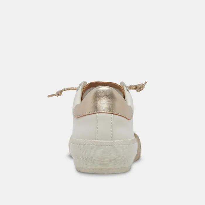 Dolce Vita Zina Sneakers White Gold Leather Women Sneakers