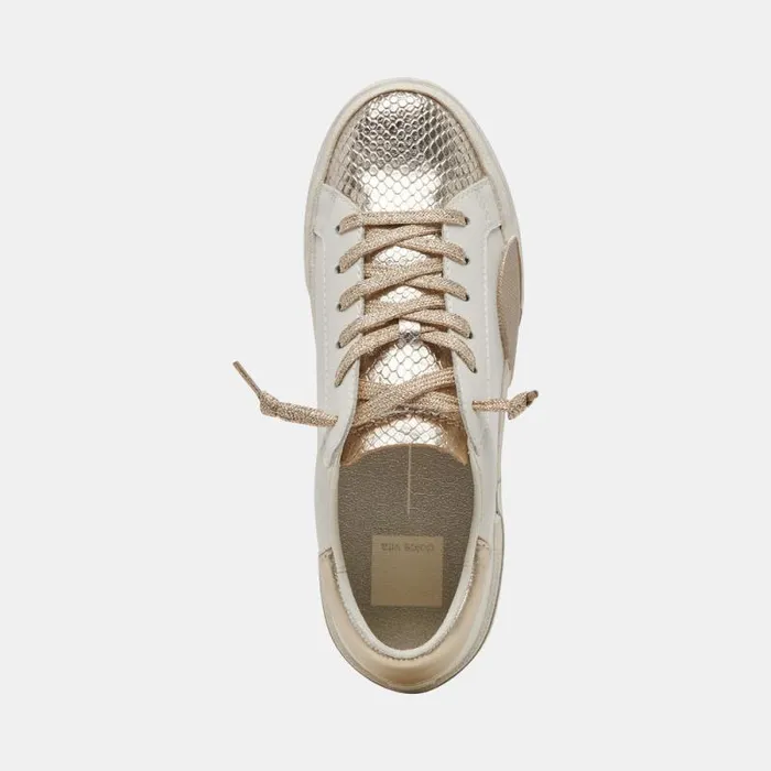 Dolce Vita Zina Sneakers White Gold Leather Women Sneakers