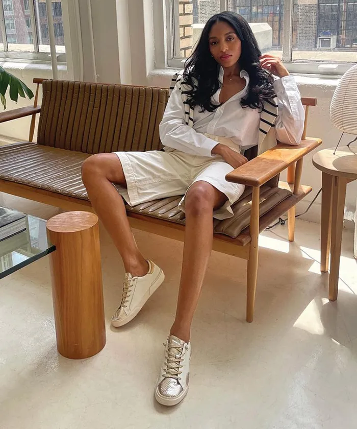 Dolce Vita Zina Sneakers White Gold Leather Women Sneakers