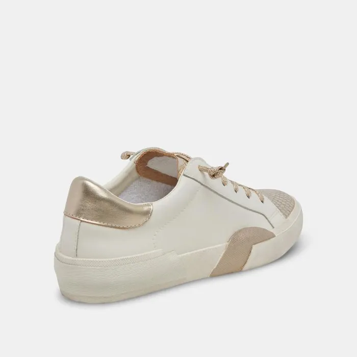 Dolce Vita Zina Sneakers White Gold Leather Women Sneakers