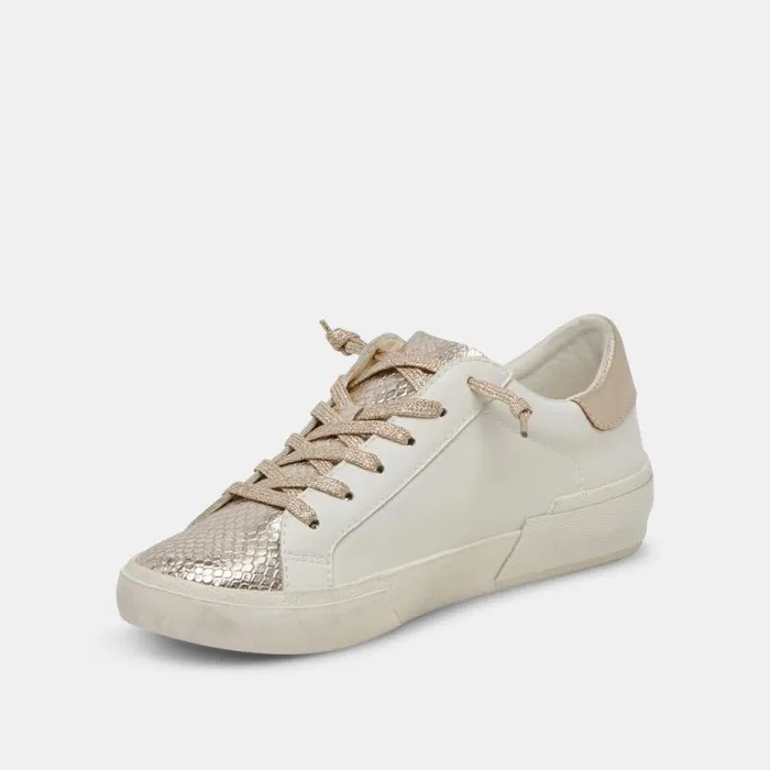 Dolce Vita Zina Sneakers White Gold Leather Women Sneakers