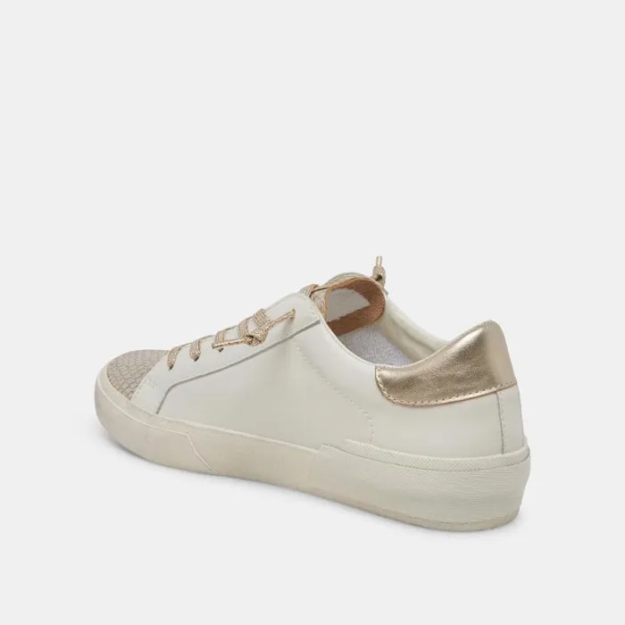 Dolce Vita Zina Sneakers White Gold Leather Women Sneakers