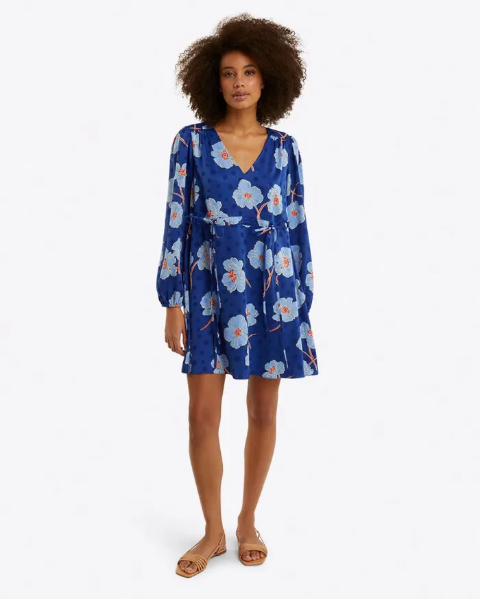 Draper James Dresses Women Kellie Babydoll Dress In Printed Dot Jacquard