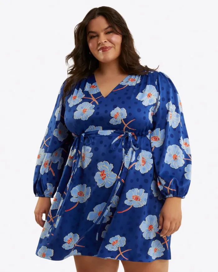 Draper James Dresses Women Kellie Babydoll Dress In Printed Dot Jacquard