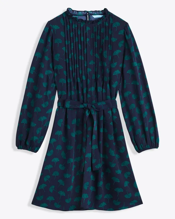 Draper James Dresses Women Long Sleeve Belted Dress In Ginko Leaf