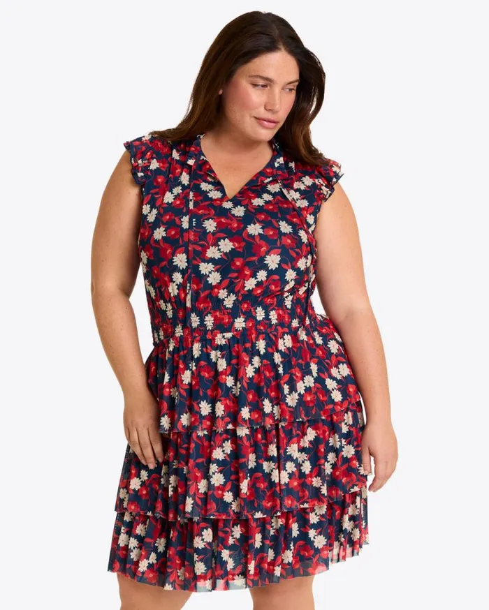 Draper James Extended Sizes Women Alana Tiered Dress In Stretch Mesh