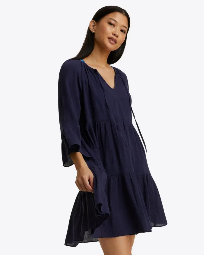 Draper James Extended Sizes Women Crinkle Cotton Tiered Coverup