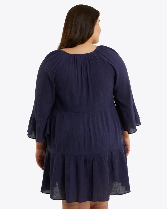 Draper James Extended Sizes Women Crinkle Cotton Tiered Coverup