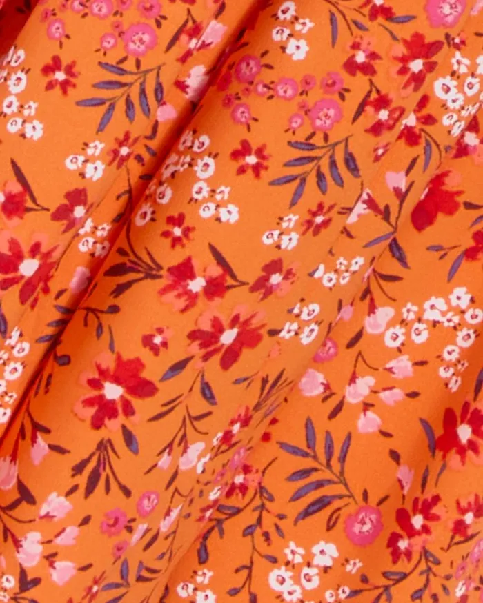 Draper James Extended Sizes Women Margo Flutter Sleeve Dress In Apricot Pansy Floral