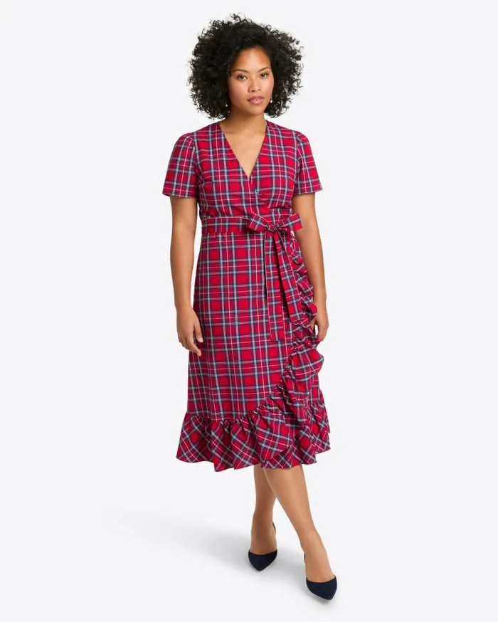 Draper James Extended Sizes Women Reba Midi Wrap Dress In Angie Plaid
