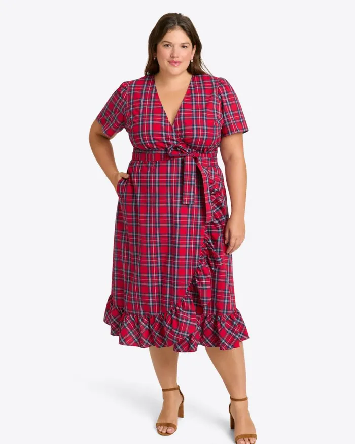 Draper James Extended Sizes Women Reba Midi Wrap Dress In Angie Plaid