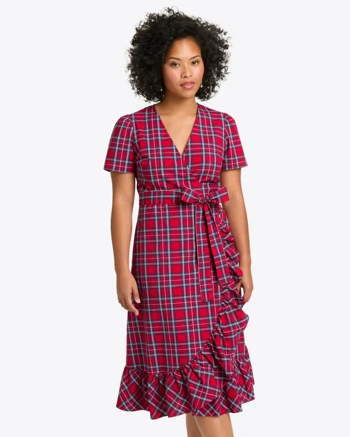 Draper James Extended Sizes Women Reba Midi Wrap Dress In Angie Plaid