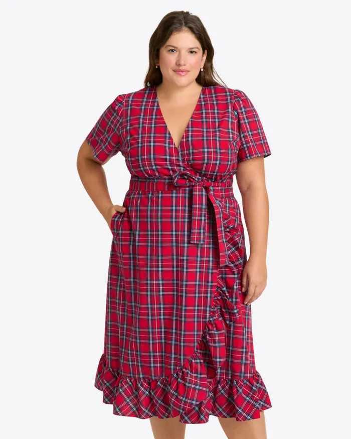 Draper James Extended Sizes Women Reba Midi Wrap Dress In Angie Plaid