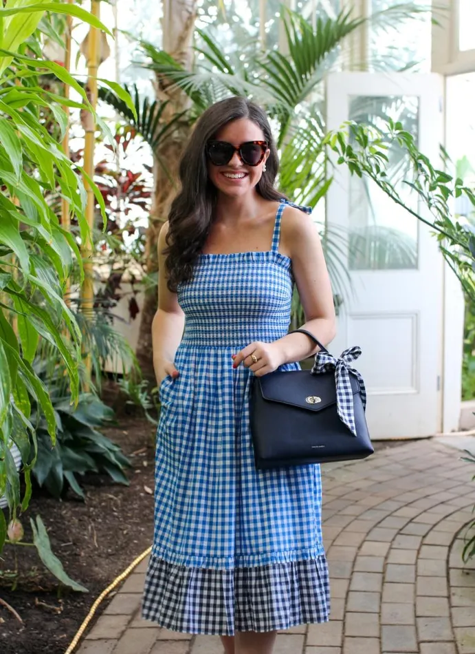 Draper James Extended Sizes Women Taylor Smocked Dress In Blue Gingham