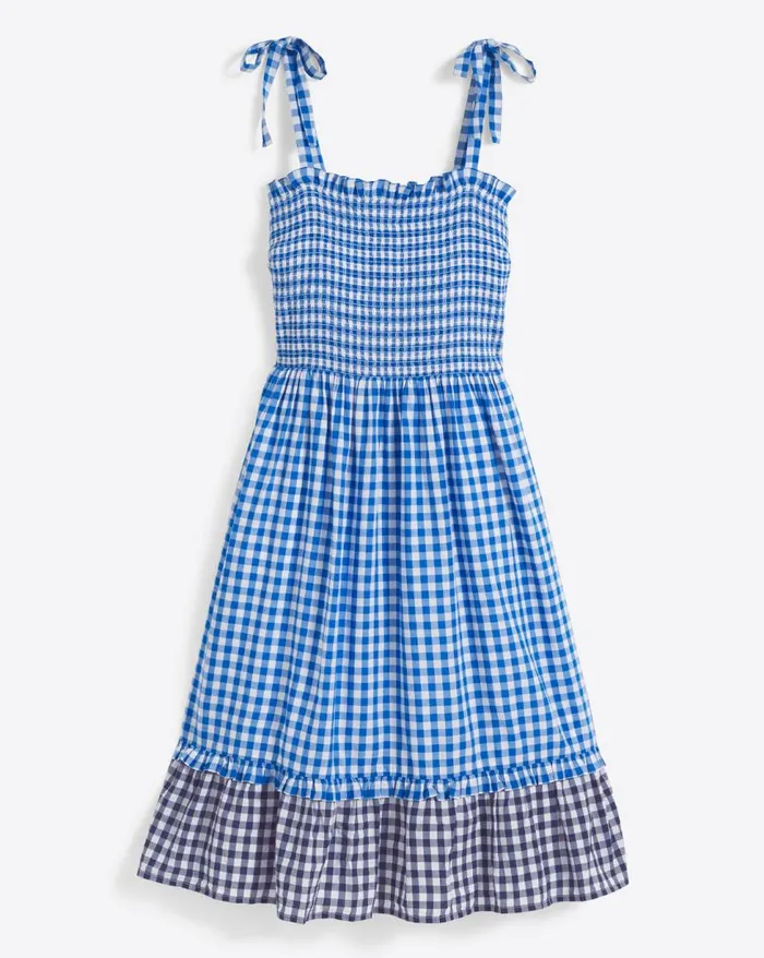 Draper James Extended Sizes Women Taylor Smocked Dress In Blue Gingham