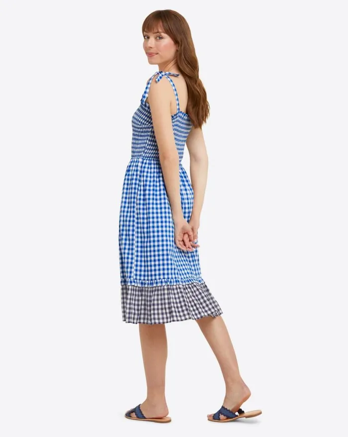 Draper James Extended Sizes Women Taylor Smocked Dress In Blue Gingham