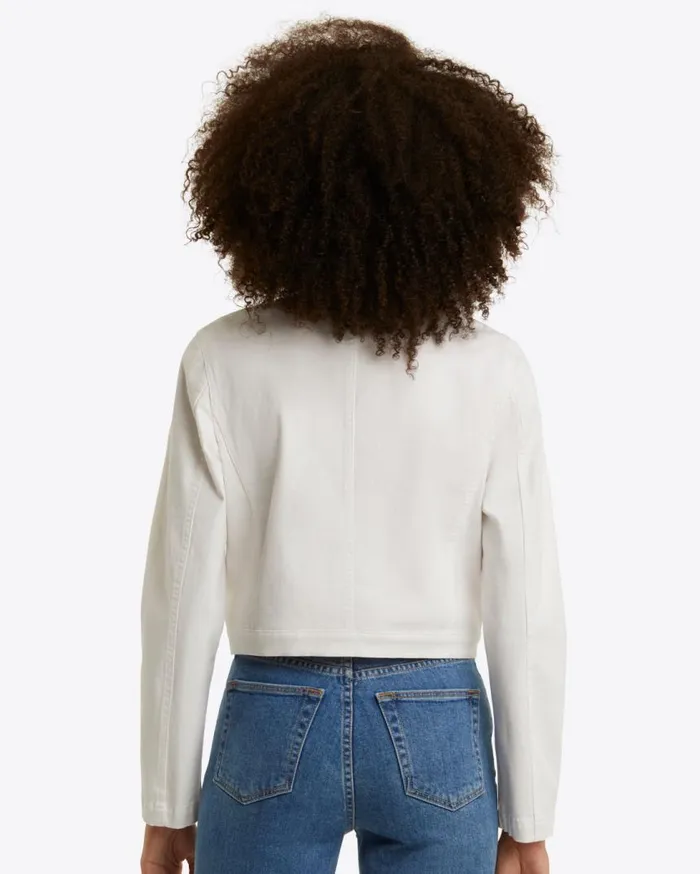 Draper James Jackets and Outerwear Women Collarless Jacket In White Denim