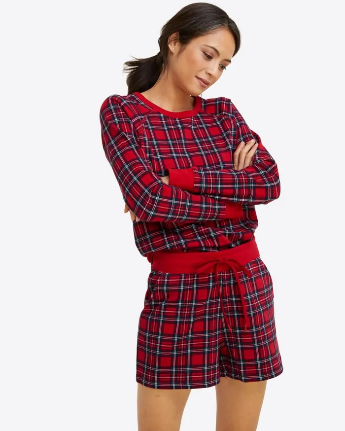 Draper James Lounge and Pajamas Women Natalie Sweat Shorts In Angie Plaid