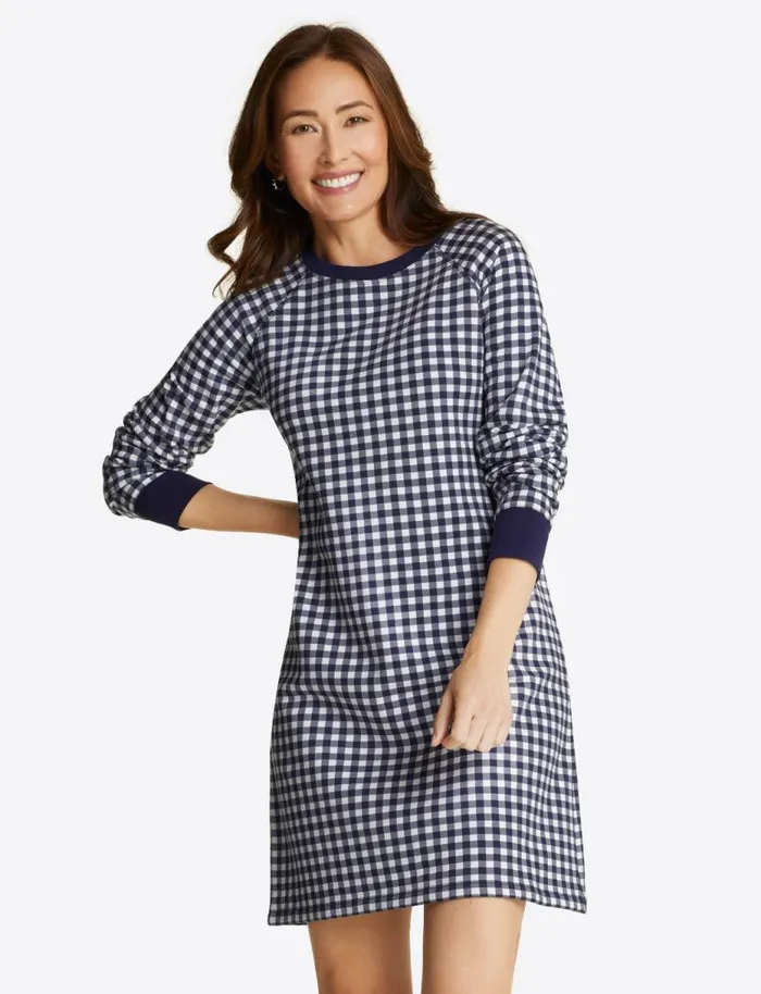 Draper James Lounge and Pajamas Women Natalie Sweatshirt Dress In Gingham