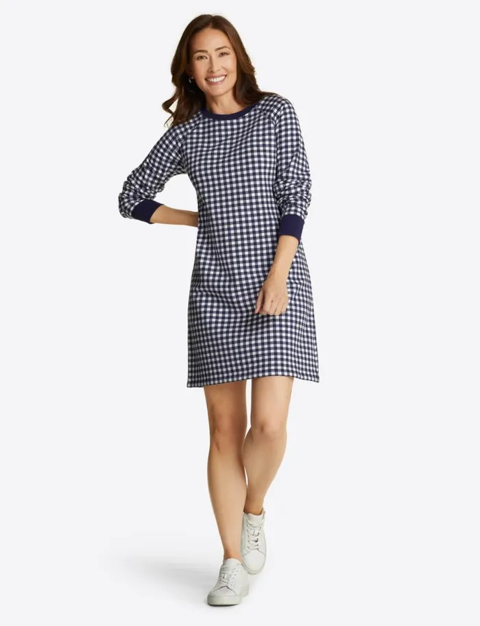 Draper James Lounge and Pajamas Women Natalie Sweatshirt Dress In Gingham