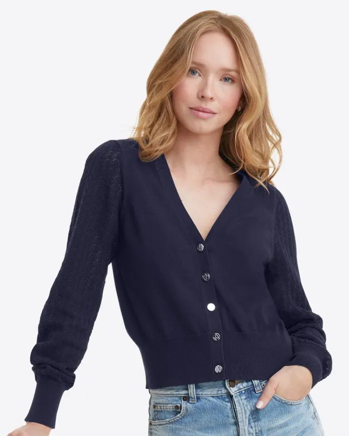 Draper James Sweaters Women Button Front Cardigan In Navy