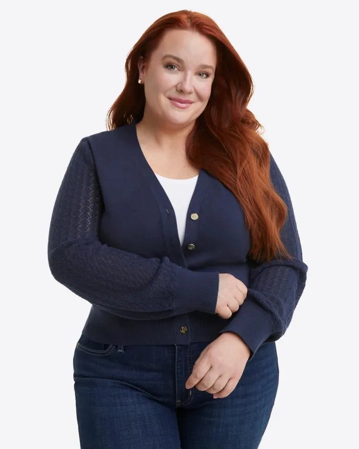 Draper James Sweaters Women Button Front Cardigan In Navy