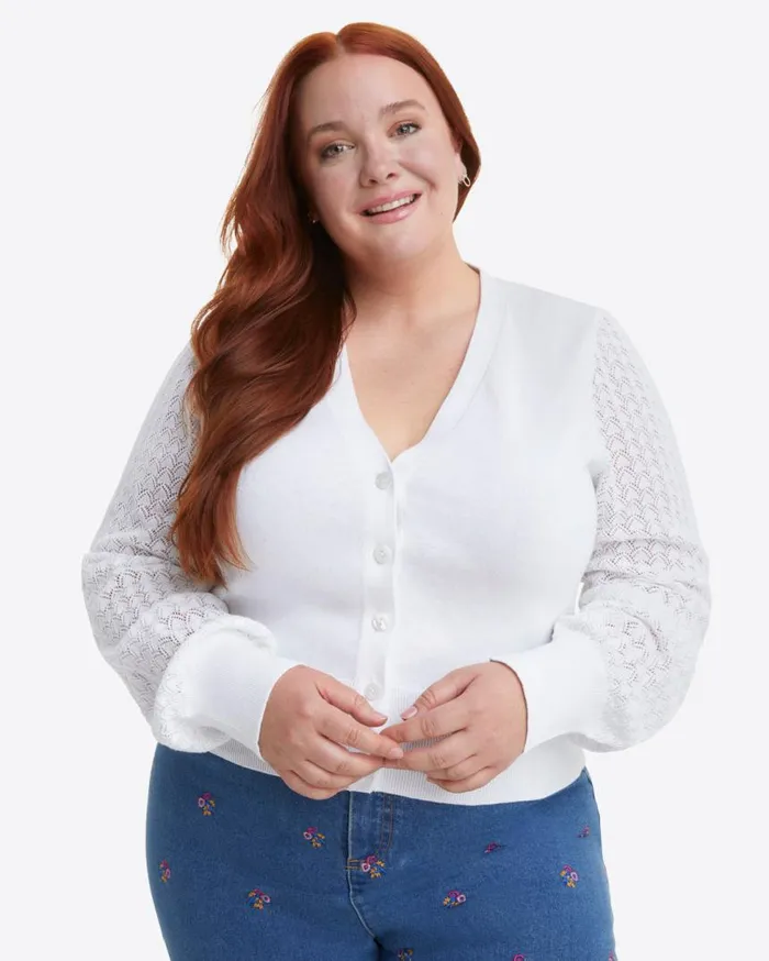 Draper James Sweaters Women Button Front Cardigan In White
